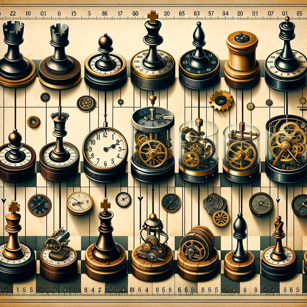 Evolution of chess timers in chess history, tracing the journey and importance of time in chess, showcasing various models in the chronicles of chess timers.