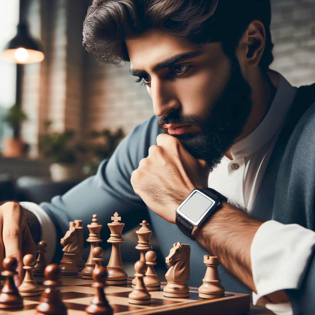 Professional chess player using chess concentration techniques and advanced chess tips for chess board domination, demonstrating how to improve chess concentration and boost performance.
