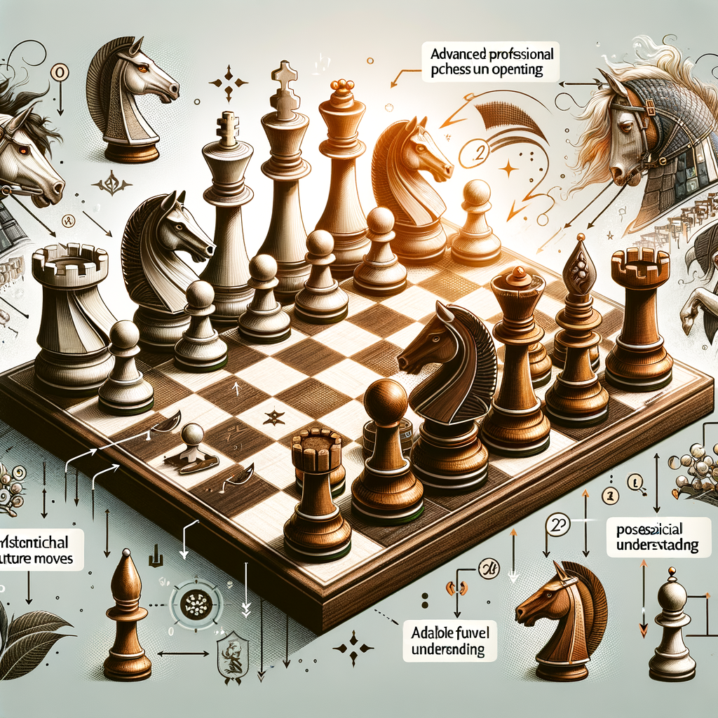 Advanced Four Knights Game strategies and professional chess tactics illustrated on a chessboard, providing a detailed guide for mastering strategic chess moves and expert techniques.
