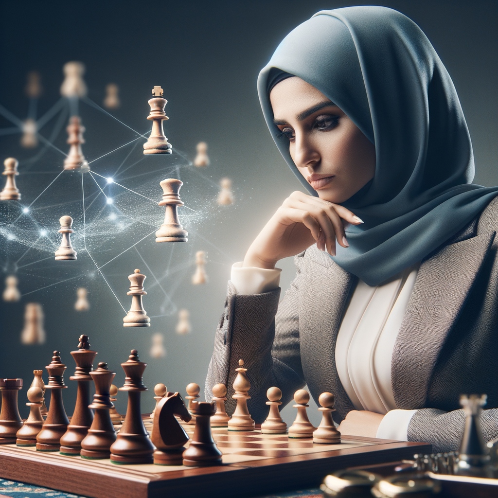 Professional chess player mastering chess strategies by strategically moving the Queen's Pawn in a game, serving as a guide to facing the Queen’s Pawn Game in chess.