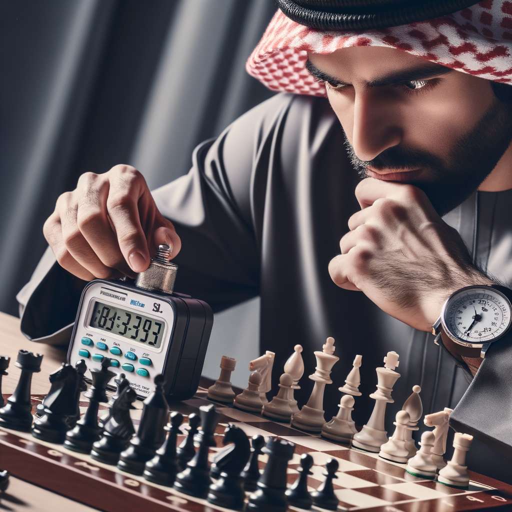 Focused individual improving chess skills and boosting performance using chess timer benefits and strategies in a practice game, showcasing the power and usage of a chess timer in enhancing advanced chess abilities.