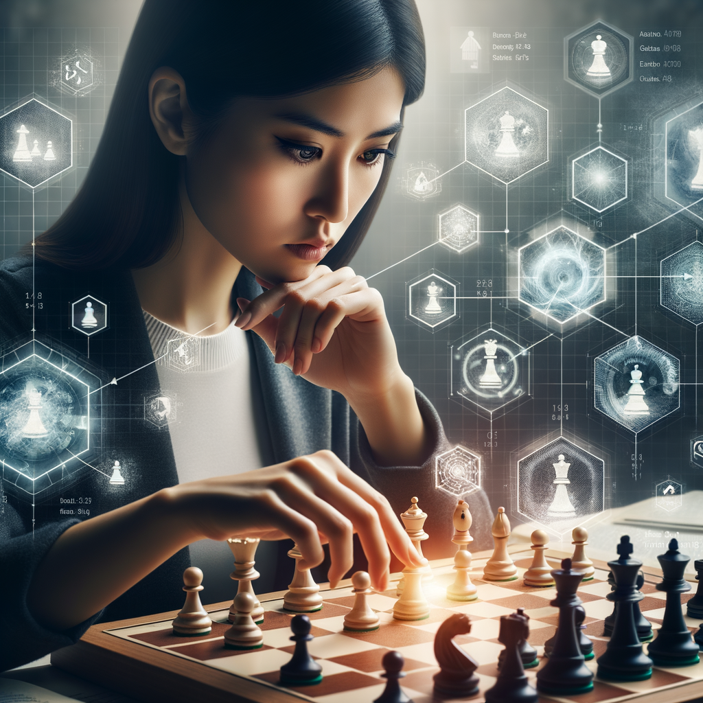 Professional chess player mastering Reti Opening Chess Strategy, using advanced chess strategies and opening tactics to crack the chess code, symbolizing the process of understanding and mastering Reti Opening techniques.