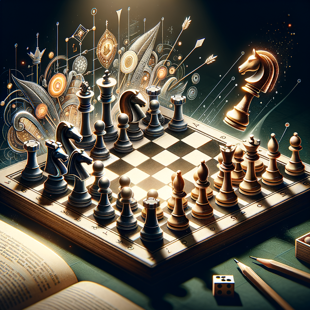 Professional illustration of the Queen's Gambit strategy in a chess game, showcasing the brilliance of this opening move and advanced chess tactics for a comprehensive understanding of chess dynamics.