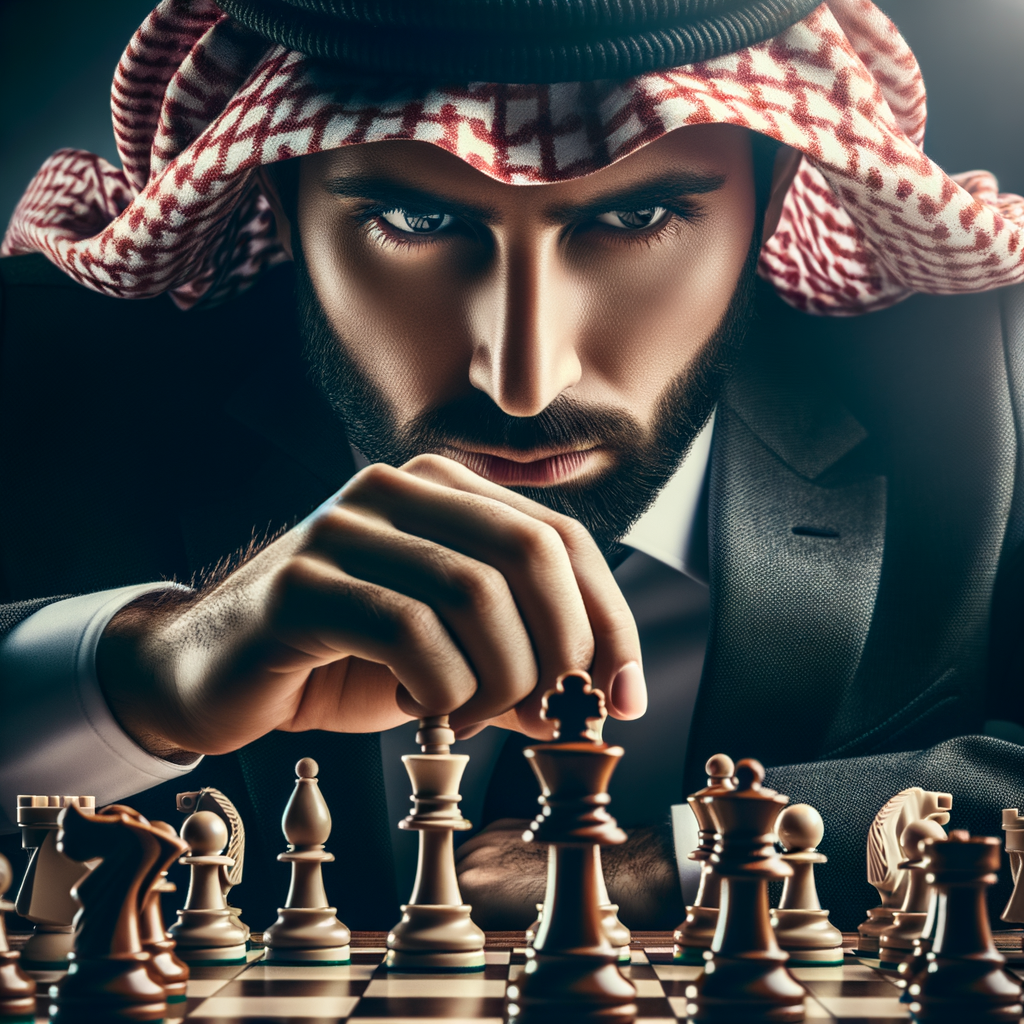Professional chess player utilizing advanced chess techniques and chess king tactics, exemplifying the King's power in chess and the role of effective chess moves in mastering chess strategies for game mastery.