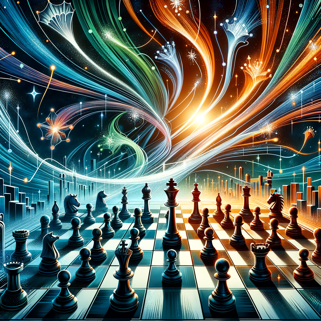 Mastering chess endgame strategies depicted through a grand chessboard, showcasing the journey of chess pieces and the brilliance in chess endgame strategy.