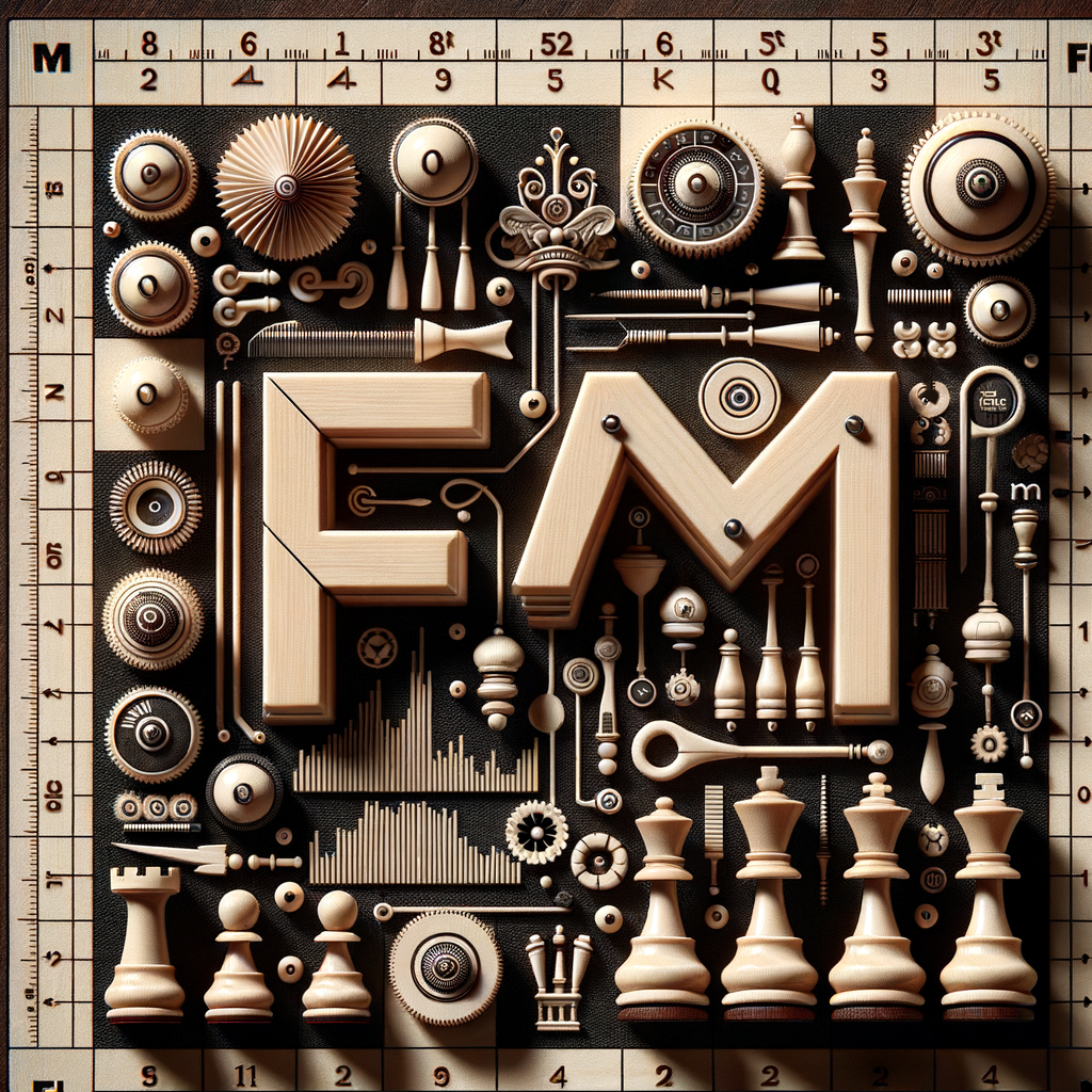 Understanding chess language and decoding the FM abbreviation on a professional chess board setup, highlighting the meaning of FM in chess terminology.