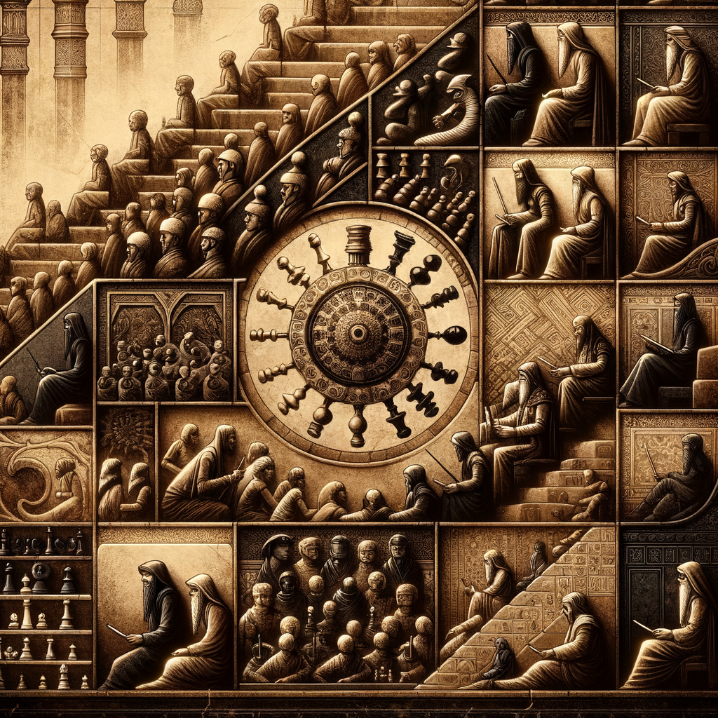 Enigmatic origins of chess depicted through a captivating timeline, showcasing the genesis of ancient games and chess evolution for an article delving into chess history.