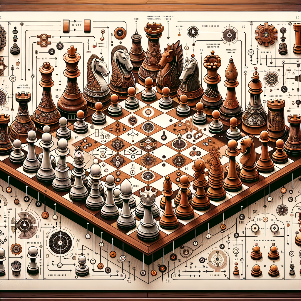 Illustration of a chessboard mid-game showcasing chess opening traps and strategies, a beginner's guide to recognizing and avoiding basic chess pitfalls.