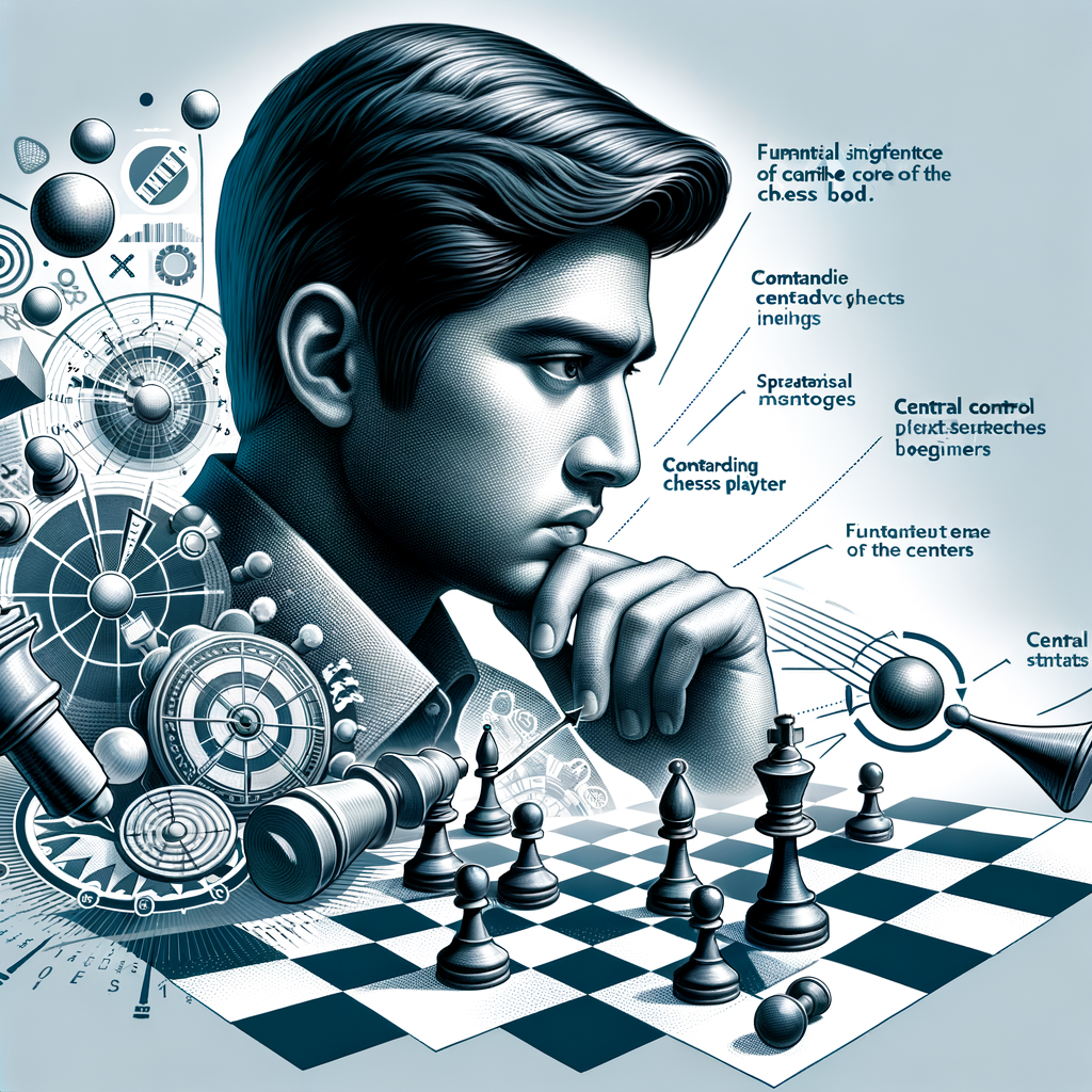 Beginner chess player demonstrating central control strategy and chess board control, highlighting the importance of central control in chess and beginner's chess strategies for dominating the center.